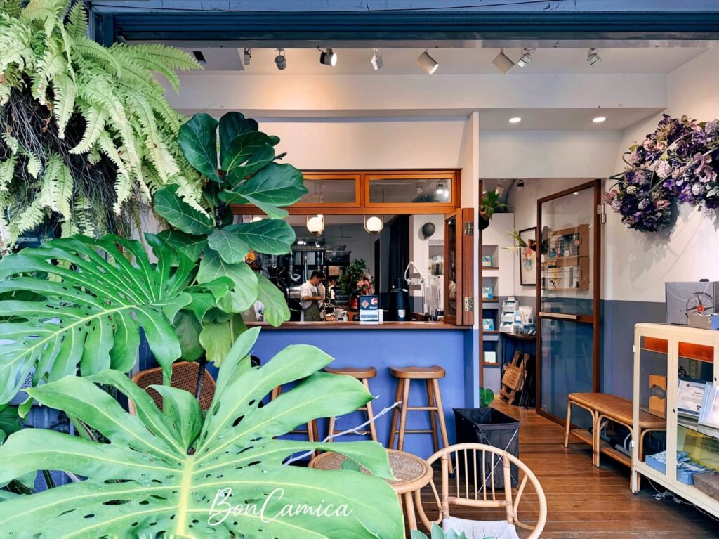 Qcoffee的正門滿佈大量植栽