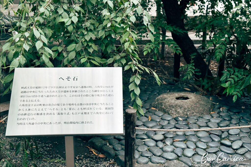象徵京都肚臍眼的六角形「臍石」(へそ石)