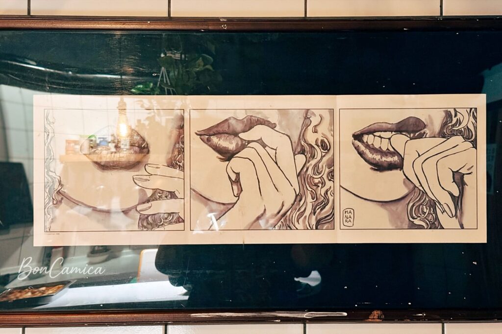 特寫描繪女性嘴唇的美式漫畫風格大型畫作