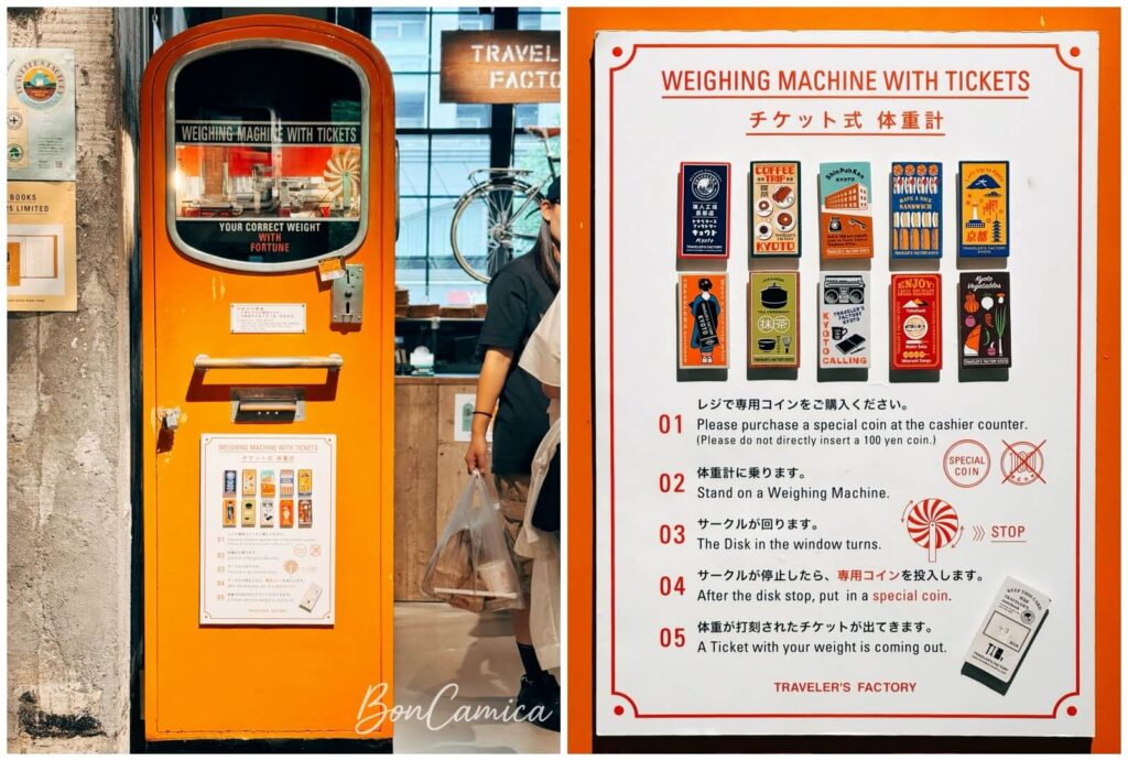 京都新風館 TRAVELER'S FACTORY 文具店復古車票體重計與使用說明