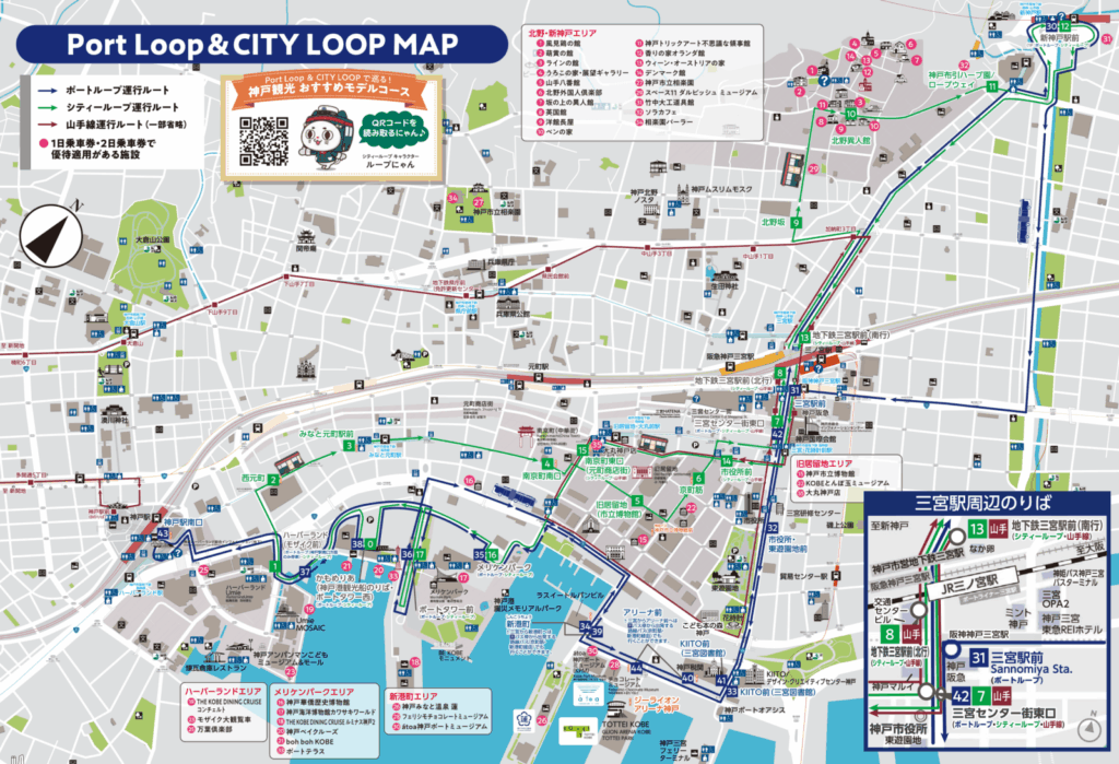 CITYLOOP MAP 環繞神戶市區的巴士站全貌
